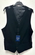 NEW! TM Lewin 42R Slim Fit black wool Sloane 'Infinity Suit' waistcoat