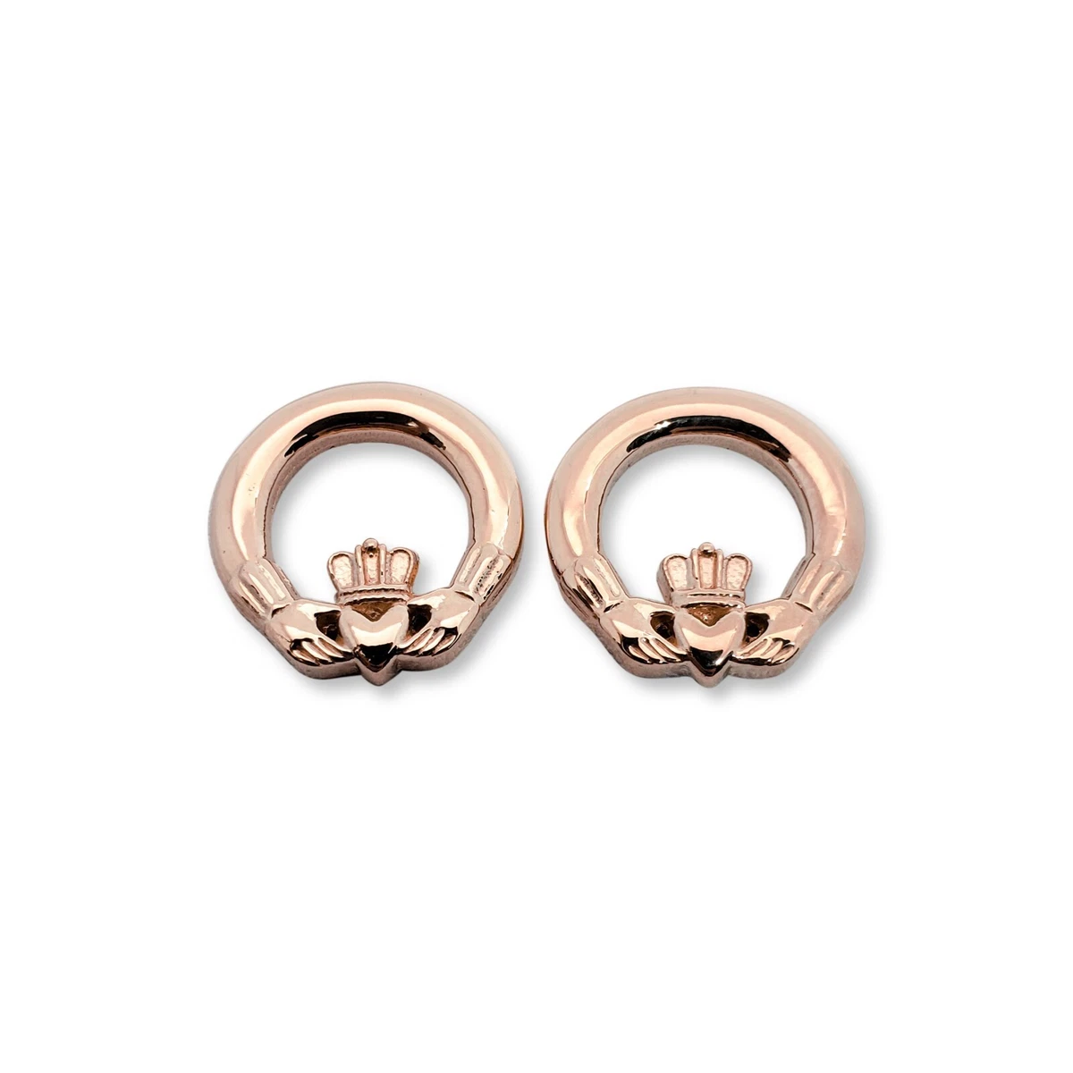 Rose gold claddagh earrings deals