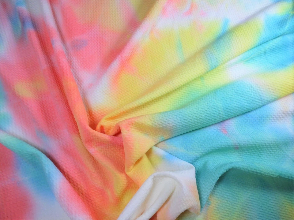 Tecido texturizado Liverpool tingido à mão bala elástico amarelo rosa azul-petróleo W18 - Imagem 2 de 2