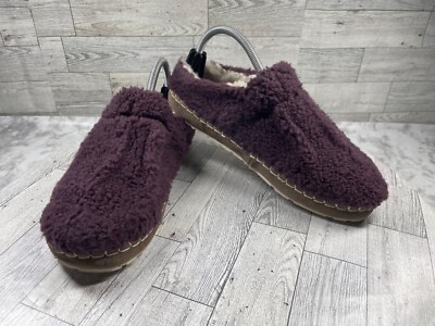 Bean Slippers Women M Cozy Shoes Purple Fleece Shearling