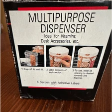Vintage Multiple Use Dispenser 6 section with labels