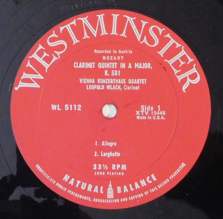 LP Vienna Konzerthaus Quartet, Leopold Wlach Mozart WL5112
