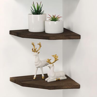 Wood Corner Wall Shelves Set Of 2 Solid Wood Corner Floating Shelves For Wall Ro