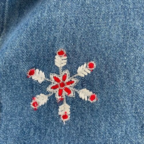 Vestido Granero Manga Larga Denim Navidad Camisa Esquí Santa Nieve Terciopelo Borde Grande - Imagen 9 de 16