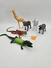 Vintage Greenbrier International Safari Zoo Animals Plastic Lot Of 7 Zebra Frog