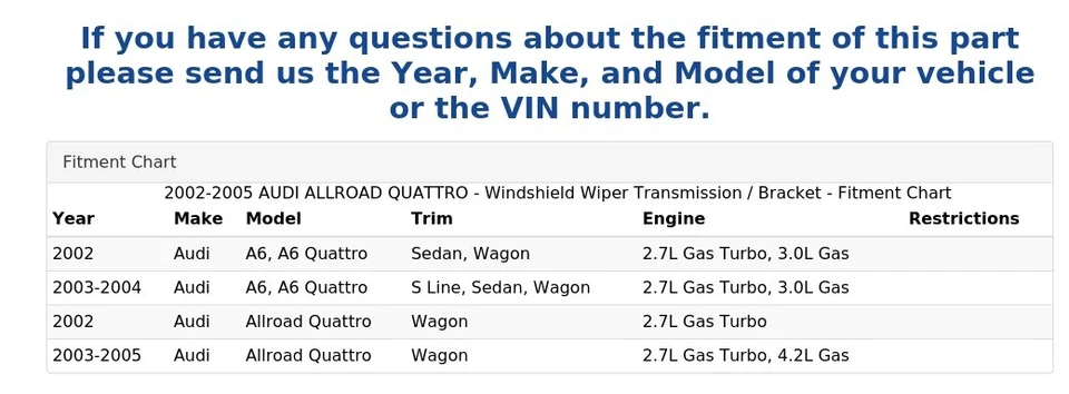 2002-2005 AUDI ALLROAD QUATTRO - Transmissão/suporte para limpador de para-brisa - Imagem 4 de 4