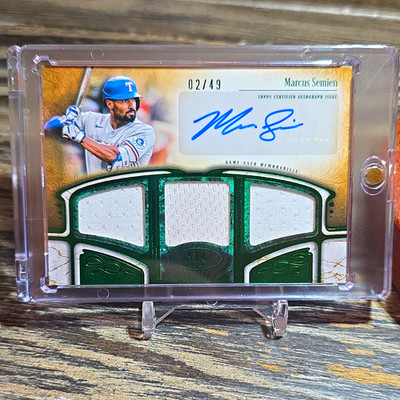 Topps 2026 Tier One Auto Triple Relics Auto Marcus Semien Rangers 02/49 AT1R-MSE