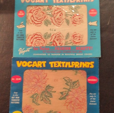 Vogart Textilprints Iron-On Floral Transfer Patterns Lot of 2