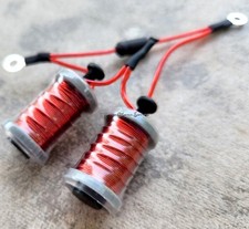 1.25" 8-32 Tattoo Machine 7.5 Wrap Gray Washers Candy Red Wires Clear Shrink
