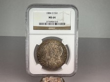 1884-O $1 Morgan Silver Dollar Coin  Nice Toner Toned Toning Tone NGC MS64