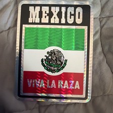Vintage Sticker Prismatic Vending Machine Mexico Viva La Raza Flag