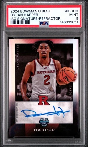 9851 Dylan Harper 2024 Bowman U Best #ISO-DH Refractor ISO Signatures Auto PSA 9