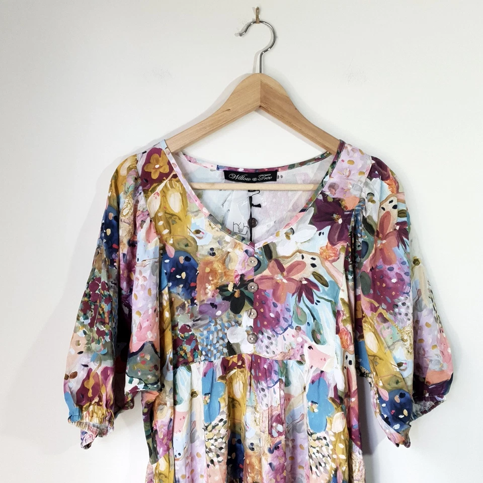 Willow & Tree BNWT Women's Size 10 Colourful Floral Print Casual Midi Dress - image 3 of 4