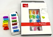 NIB Vacu Vin 12pc Glass Markers Monster Party People + Wine Charms 12pc Rainbow