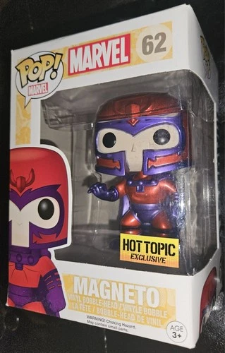 Funko Pop Marvel Magneto #62 Metallic Hot Topic Exclusive BOX FLAWS SEE PICS
