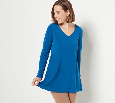 Susan Graver Modern Essentials Regular Liquid Knit Tunic Shirt Wild Teal XXS New