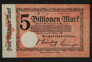5 Billion Mark 24.10.1923 Kassel | Reichsbahndirektion
