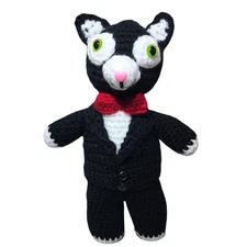 Handmade Crochet Cat Plush Toy: Sir Purrsalot Stuffed Animal