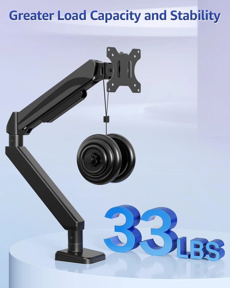 Heavy Duty Monitor Arm for 22-42 Inch Screens Supports 33 lbs Desk Mount - Image 4 of 4