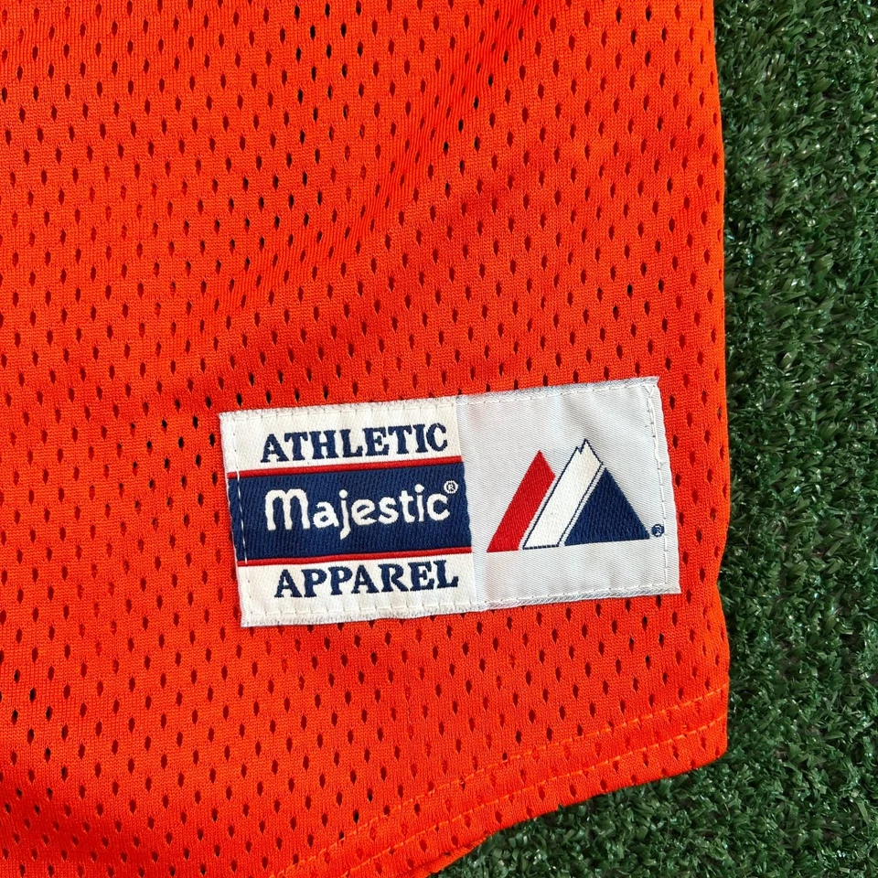 Винтажная мужская бейсбольная футболка Majestic Auburn Tigers University средний размер оранжевая сделано в США 90-е - Изображение 3 из 4