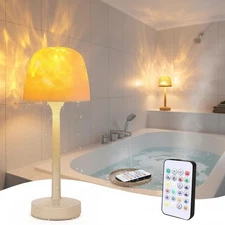 Ocean Wave Projector Shower & Bathroom Lamp, Waterproof USB Rechargeable Nigh...