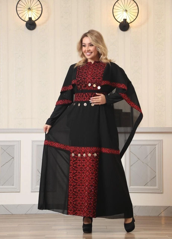 Kaftan bordado palestino de manga larga estilo Tatreez Henna para mujer - Imagen 4 de 4