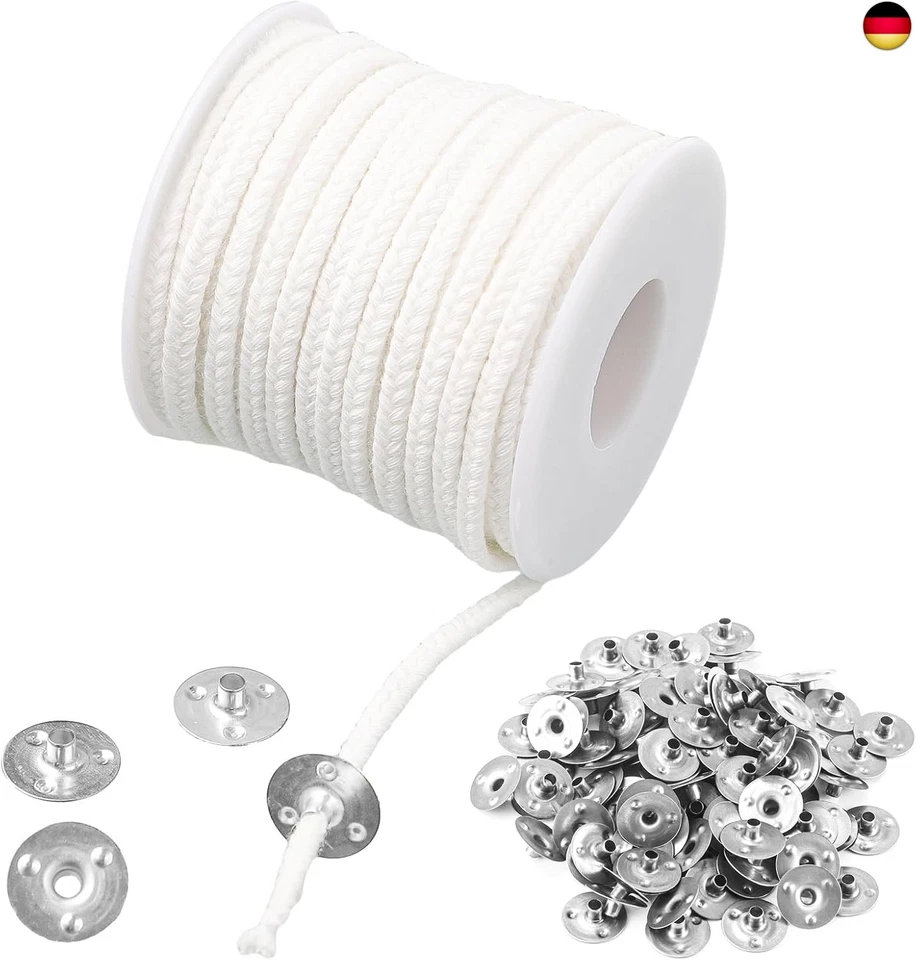 YOOSSO 1600cm Kerzendocht, Docht Baumwolle 75 Stränge Kerzendochte für Dicke Kerzen m