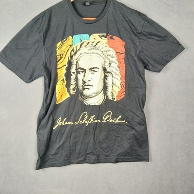 Gildan Softstyle T Shirt Mens Large Black Johann Sebastian Bach Print Cotton