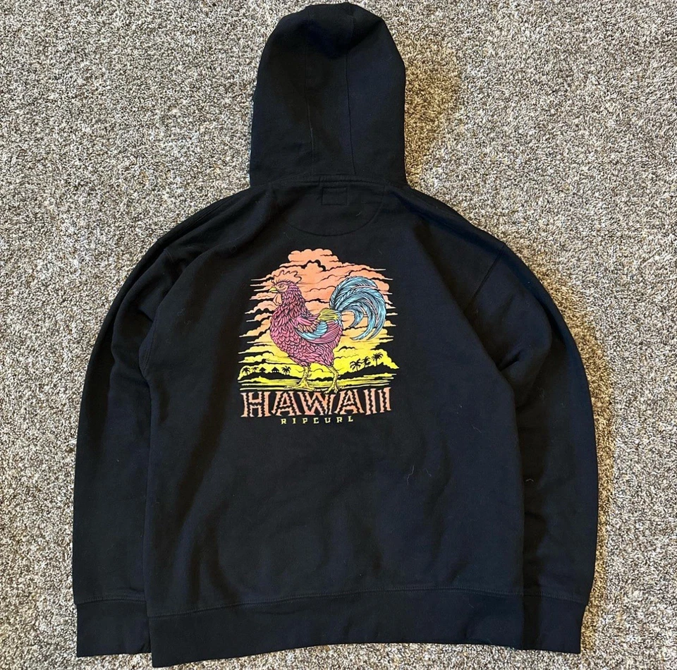 Moletom com capuz gráfico masculino Surfer Hawaii Ripcurl tamanho G preto - Imagem 4 de 4