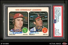 1973 Topps #67 Steve Carlton Strikeout Leaders Phillies / Angels PSA Autographed