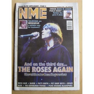 STONE ROSES NME MAGAZINE AUG 31 1996 - IAN BROWN COVER WITH READING REVIEW UK
