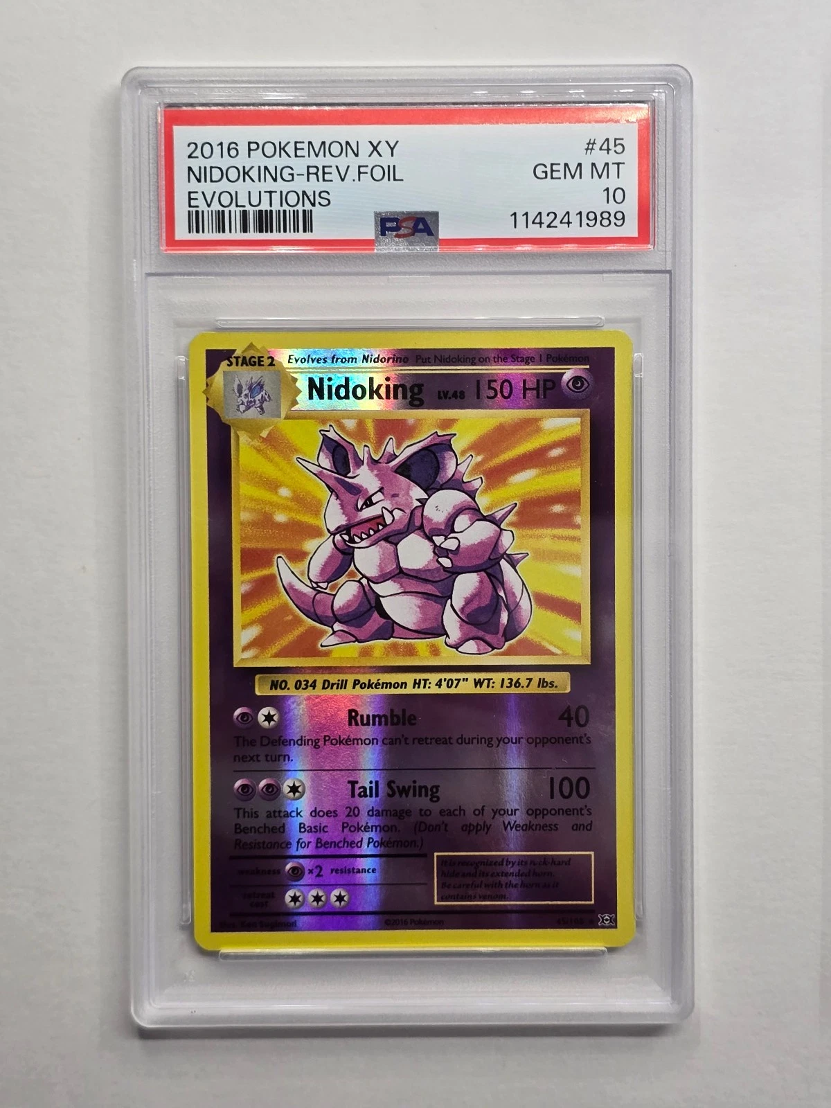 Pokemon Nidoking XY Evolutions Reverse Holo Rare #45 PSA 10 Gem Mint