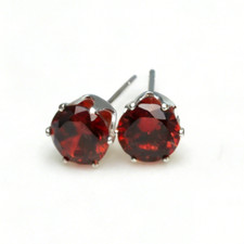 925 Sterling Silver 3mm-6mm Round CZ Gem Stud Earrings 10 Colour Women Girl Gift