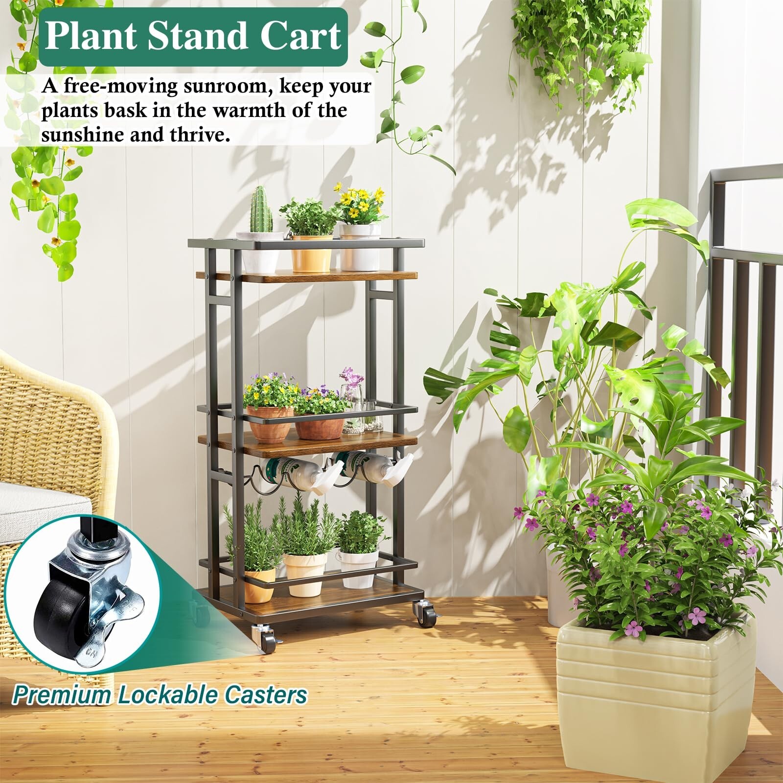 4-Tier Liquor Cabinet with Wine Rack, Mini Bar Cart for Home, Small Liquor Ba...