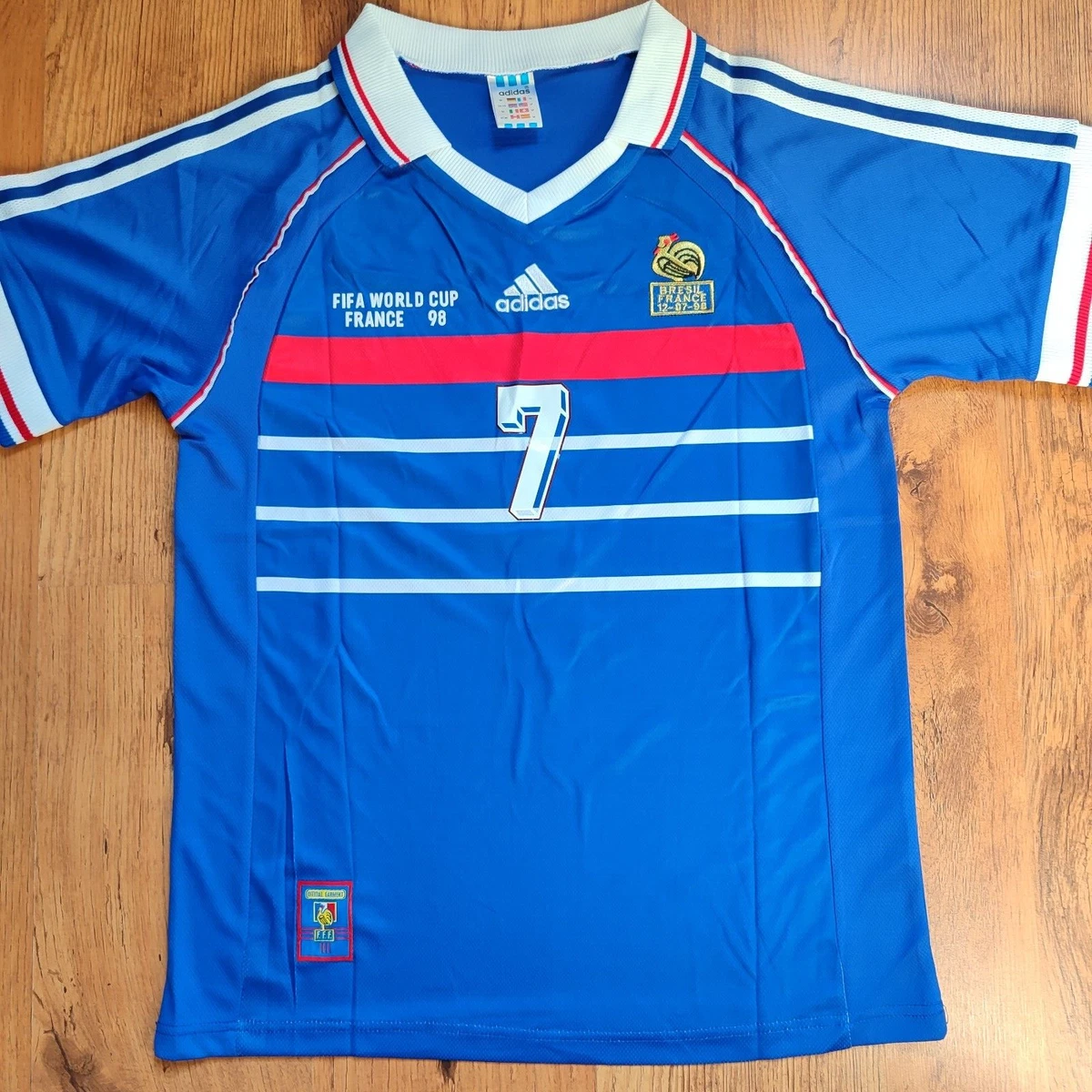 Maillot football rétro Équipe de France domicile enfant N°9 AVRANCHE 1998-1999