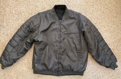 Route 66 Men s Size Large Reversible Canvas Bomber Jacket Green Black Quilted