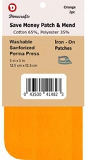 2 Iron-On Repair Patches 5 x 5 Inch Compare to Bondex - Orange