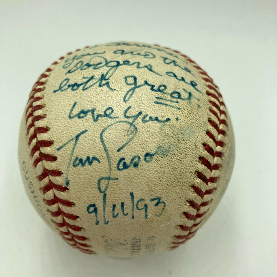 Tommy Lasorda Signed Game Used Baseball & Photo To National Anthem Singer JSA - Image 3 of 4