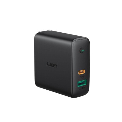   AUKEY PA-D3 60W Dual-Port USB-C PD Charger | GaNFast Fast Wall Charger