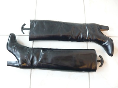 Bottes Cuir Vintage I.BOSSI Italie - Taille 37 - Talon Bottier 7 Cm - Noir - Neuf Sans Emballage