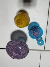 AMAZING HAND BLOWN GLASS MUSHROOMS lamps lot of 4