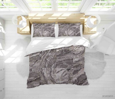 3D Marble Texture Gray Pattern Quilt Cover Set Bedding Sets Pillowcases 64