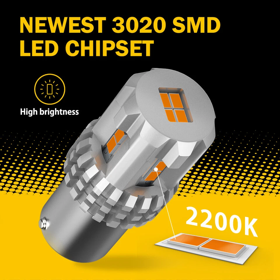 2x AUXITO LED Luz intermitente de señal de giro 1156 7506 amarillo ámbar bombillas DRL brillantes Foto 3 de 4