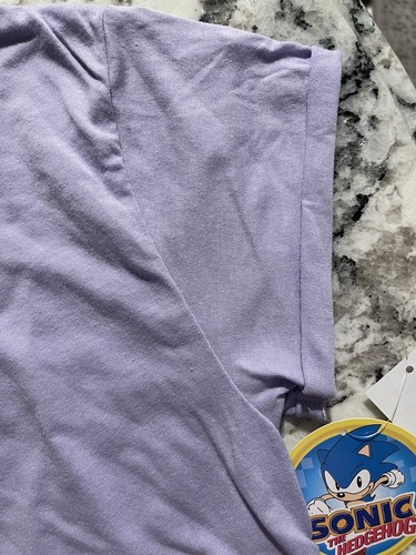 Sonic The Hedgehog T-Shirt Gr. XL Kind Lavendel Cropped Raw Edge Saum - Bild 3 von 4