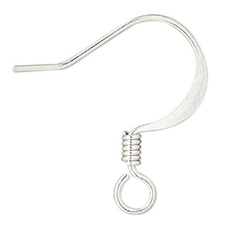Ohr Drähte, 10 ODER 100 versilbertes Messing 17 mm abgeflacht Fischhaken 22 Stärke Ohrring - Bild 4 von 5