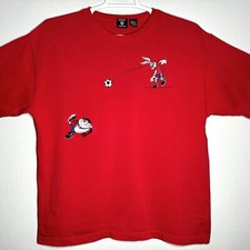 Vintage Warner Bros Studio Store Looney Tunes Bugs Bunny Taz Soccer Shirt Large