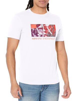 A | X ARMANI EXCHANGE Men's Floral Box Tee, White, Extra Extra Large