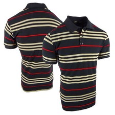 Mens Polo Shirt Black Designer Khaki Red Body Stripes Body Slim Fit Golf Stretch