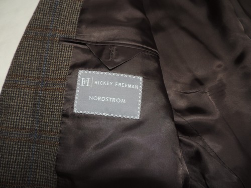 BESPOKE HICKEY FREEMAN NORDSTROM MEN'S WOOL BROWN WINDOWPANE JACKET COAT 38 R - Picture 7 of 9