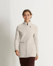 Nau Felt Up Wool Shirt Jacket Long Line Snap Closure White Pocket Outdoors Xs